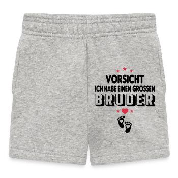 Vorsicht Grosser Grosser Bruder Baby Sprüche - Baby Shorts - Grau meliert - Vorne