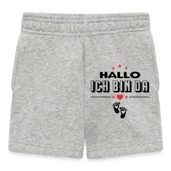 Hallo Ich bin da Baby Sprüche - Baby Shorts - Grau meliert - Vorne