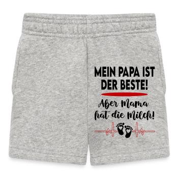Mein Papa ist der Beste Milch Baby Füße Säugling - Baby Shorts - Grau meliert - Vorne