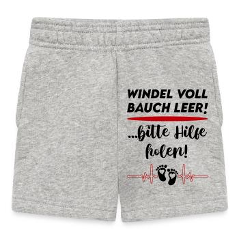 Windel voll Bauch leer Bitte Hilfe holen - Baby Shorts - Grau meliert - Vorne