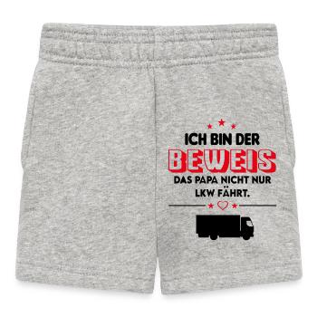 Beweis LKW Fahrer Papa Babysprüche - Baby Shorts - Grau meliert - Vorne