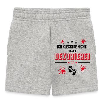 Ich kleckere nicht Ich dekoriere Babysprüche - Baby Shorts - Grau meliert - Vorne