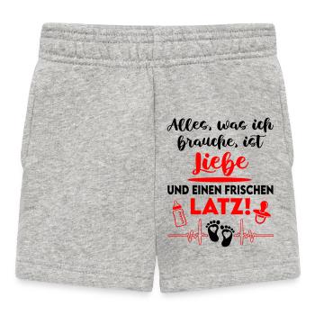 Alles was ich brauche ist Liebe Latz Lätzchen - Baby Shorts - Grau meliert - Vorne