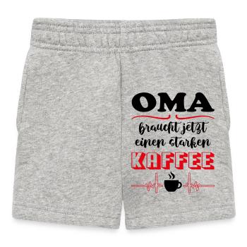 Oma braucht Kaffee und Koffein Babysprüche - Baby Shorts - Grau meliert - Vorne