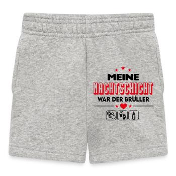 Nachtschicht Nachts Gebrüll Geschrei Babysprüche - Baby Shorts - Grau meliert - Vorne
