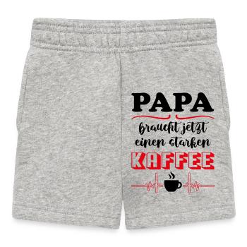 Papa braucht Kaffee und Koffein Babysprüche - Baby Shorts - Grau meliert - Vorne