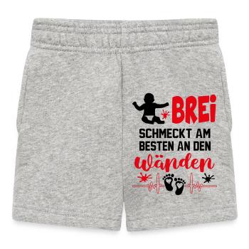 Brei essen Kleckern Hunger Babysprüche - Baby Shorts - Grau meliert - Vorne
