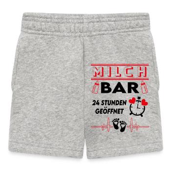 Milchbar 24 Stunden geöffnet Babysprüche Lustig - Baby Shorts - Grau meliert - Vorne