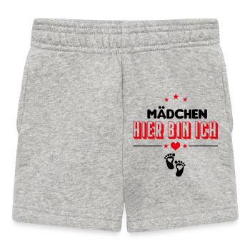 Mädchen Hier bin Ich Babysprüche - Baby Shorts - Grau meliert - Vorne