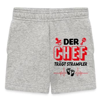 Der Chef trägt Strampler Babysprüche lustig - Baby Shorts - Grau meliert - Vorne