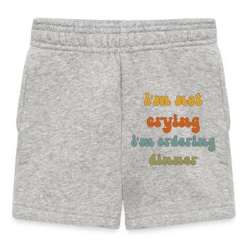 Retro-lustiges Baby-Outfit Ich weine nicht, ich bestelle - Baby Shorts - Grau meliert - Vorne