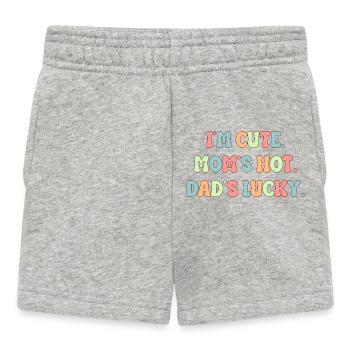 Retro lustiger Druck Ich bin süß, Mama heiß, Papa Glück - Baby Shorts - Grau meliert - Vorne
