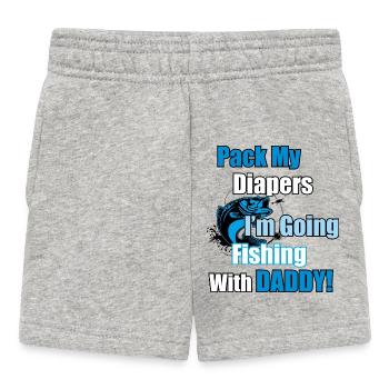 Packe meine Windeln ein, um mit Papa angeln zu gehen - Baby Shorts - Grau meliert - Vorne