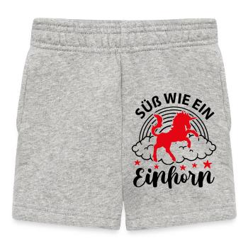 Süß wie ein Einhorn Babysprüche Unicorn - Baby Shorts - Grau meliert - Vorne