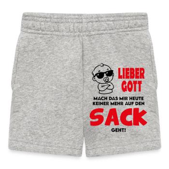 Auf den Sack gehen Babysprüche Lieber Gott - Baby Shorts - Grau meliert - Vorne