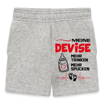 Mehr trinken Mehr spucken Babysprüche Milch Milk - Baby Shorts - Grau meliert - Vorne