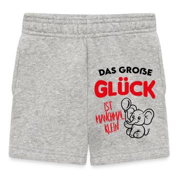 Große Glück ist klein Babysprüche Elefant Lustig - Baby Shorts - Grau meliert - Vorne