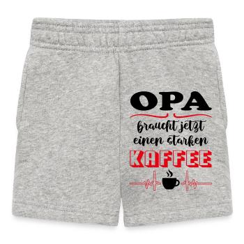 Opa braucht Kaffee Koffein Babysprüche Lustig - Baby Shorts - Grau meliert - Vorne