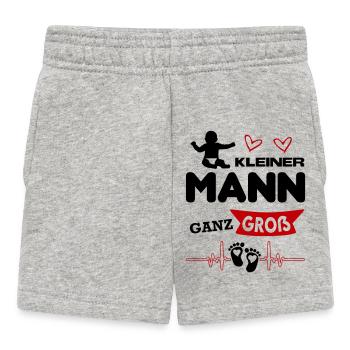 Kleiner Mann ganz Groß Babysprüche Lustig Füße - Baby Shorts - Grau meliert - Vorne