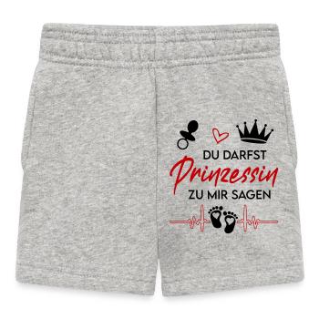 Prinzessin Königin Lieblingskind Babysprüche  - Baby Shorts - Grau meliert - Vorne