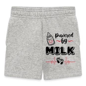 Powered by Milk Baby Sayings Milk - Baby Shorts - heather grey - Front