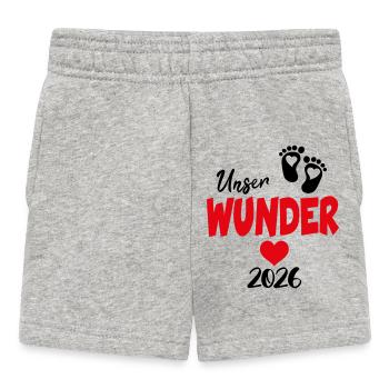 Unser Wunder 2026 Babysprüche Herz Klein - Baby Shorts - Grau meliert - Vorne
