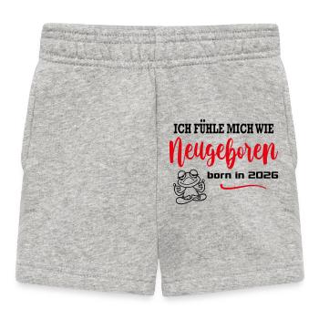 Neugeboren Born in 2026 Babysprüche Frosch - Baby Shorts - Grau meliert - Vorne