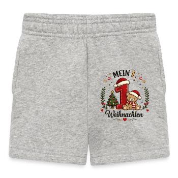 Mein Erstes Weihnachten Teddy - Baby Shorts - Grau meliert - Vorne