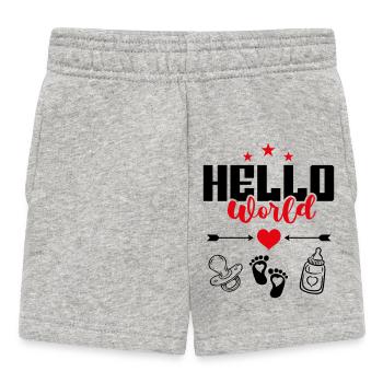 Hello World New Hello World Baby Sayings - Baby Shorts - heather grey - Front