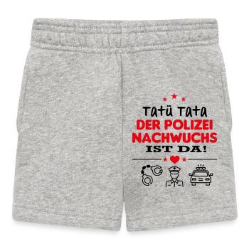 Polizei Nachwuchs Junge Babysprüche Milchflasche - Baby Shorts - Grau meliert - Vorne