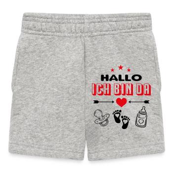 Hallo Ich bin da Babysprüche Lustig - Baby Shorts - Grau meliert - Vorne