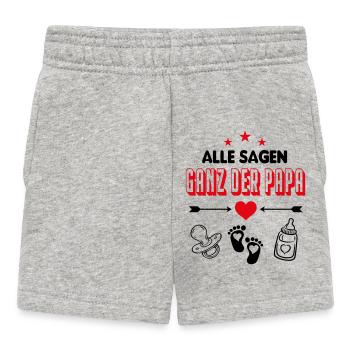 Ganz der Papa Babysprüche Lustig Familie  - Baby Shorts - Grau meliert - Vorne