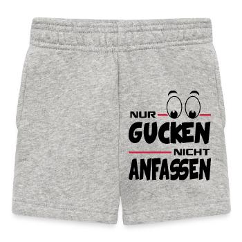 Nur Gucken Nicht anfassen Babysprüche Lustig Augen - Baby Shorts - Grau meliert - Vorne