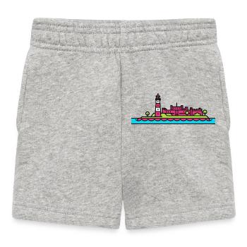 Plymouth City Skyline Smeaton's Tower Line Art - Baby Shorts - heather grey - Front