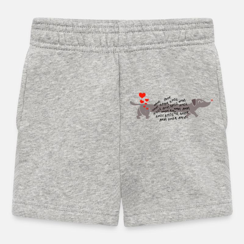 Dackel love Liebe  - Baby Shorts - Grau meliert