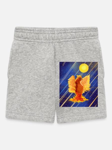 Cosmic Glowing Firebird: Cyber-Semurg - Baby Shorts - heather grey