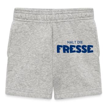 Halt die Fresse - Cooler Spruch - Baby Shorts - Grau meliert - Vorne