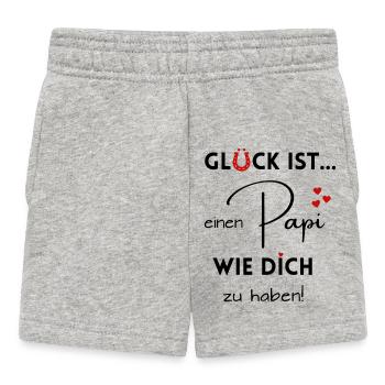 Glück ist, einen Papi wie Dich zu haben - Baby Shorts - Grau meliert - Vorne