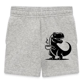 T-Rex avec tasse à café Grim Caffeine Dino - Short Bébé - gris chiné - Devant