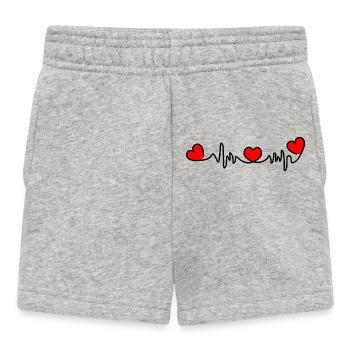 Herz-Kreislauf mit drei roten Herzen - Baby Shorts - Grau meliert - Vorne