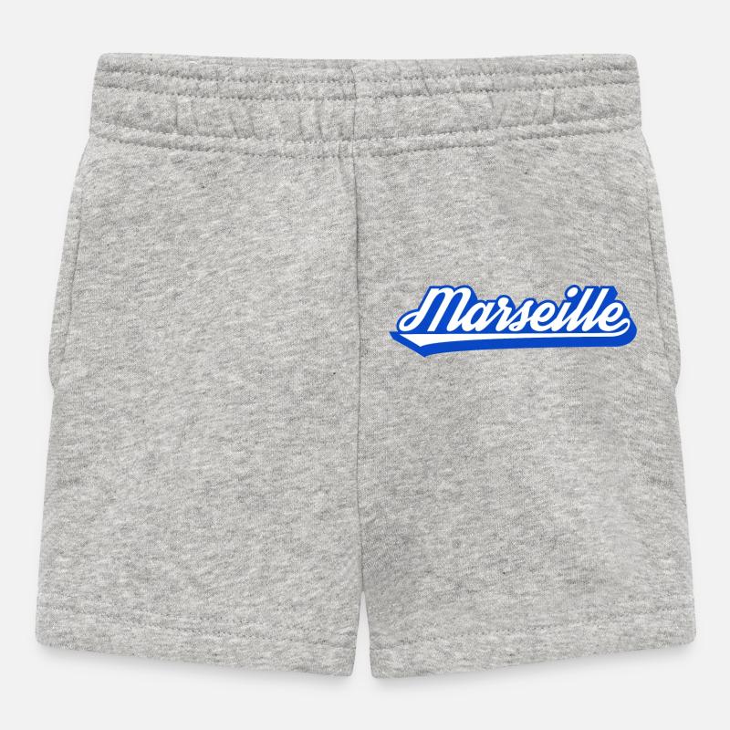 Marseille Rétro Blue Script - Short Bébé - gris chiné