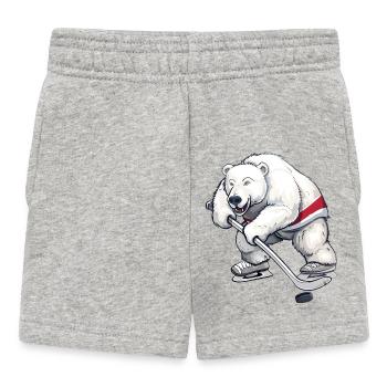 Polar Bear Ice Hockey Player Design - Baby Shorts - heather grey - Front