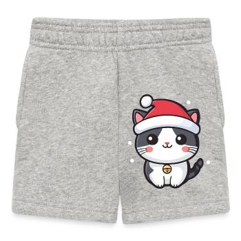Chat avec chapeau de Noël - Chat mignon Noël - Short Bébé - gris chiné - Devant