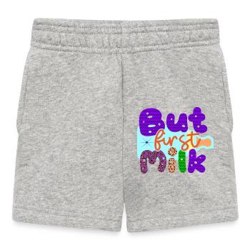 But First Milk The nap is over, milk time - Baby Shorts - heather grey - Front