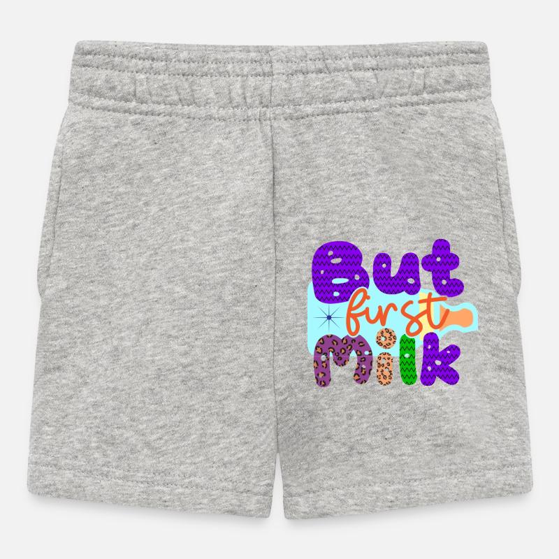 Mais le premier lait La sieste est terminée, c’est l’heure du lait - Short Bébé - gris chiné
