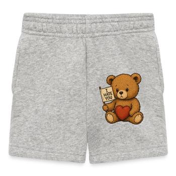 Conception d’ours en peluche Love and Hate - Short Bébé - gris chiné - Devant