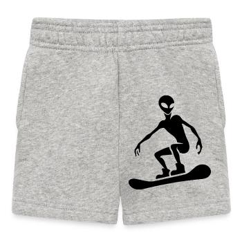 Minimalistisches Design: Alien Snowboarder - Baby Shorts - Grau meliert - Vorne