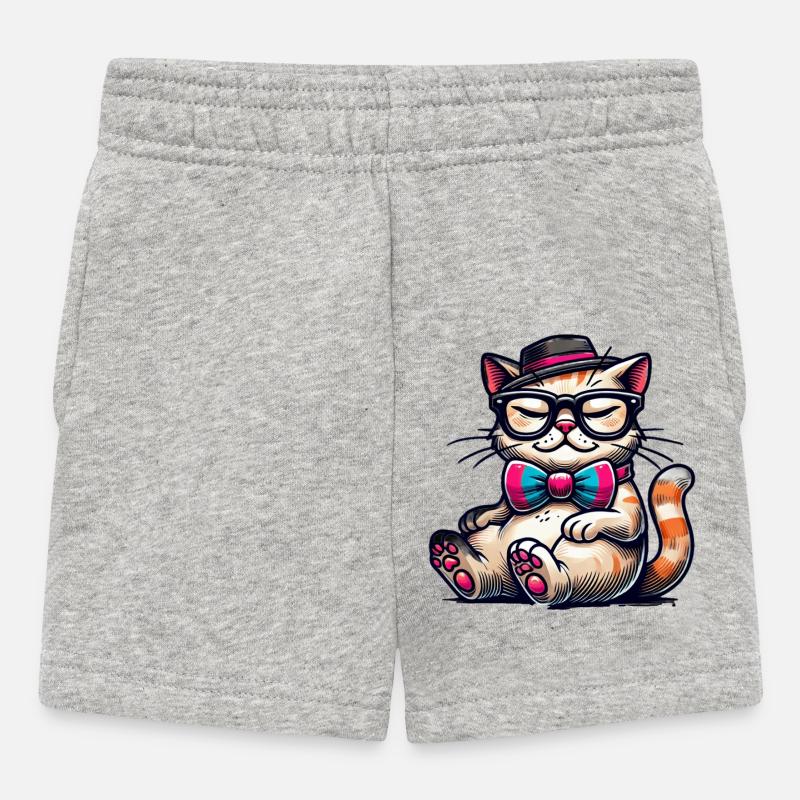 chat élégant - Short Bébé - gris chiné