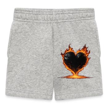 Black Burning Heart - Baby Shorts - heather grey - Front