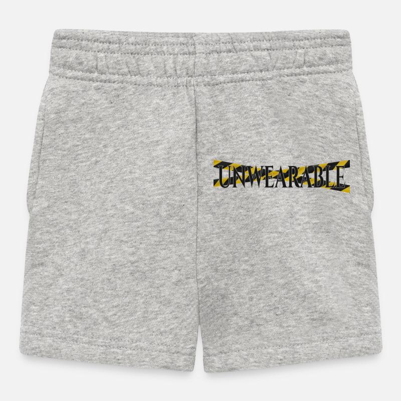 Untragbar – Statement-Design mit Warnband - Baby Shorts - Grau meliert